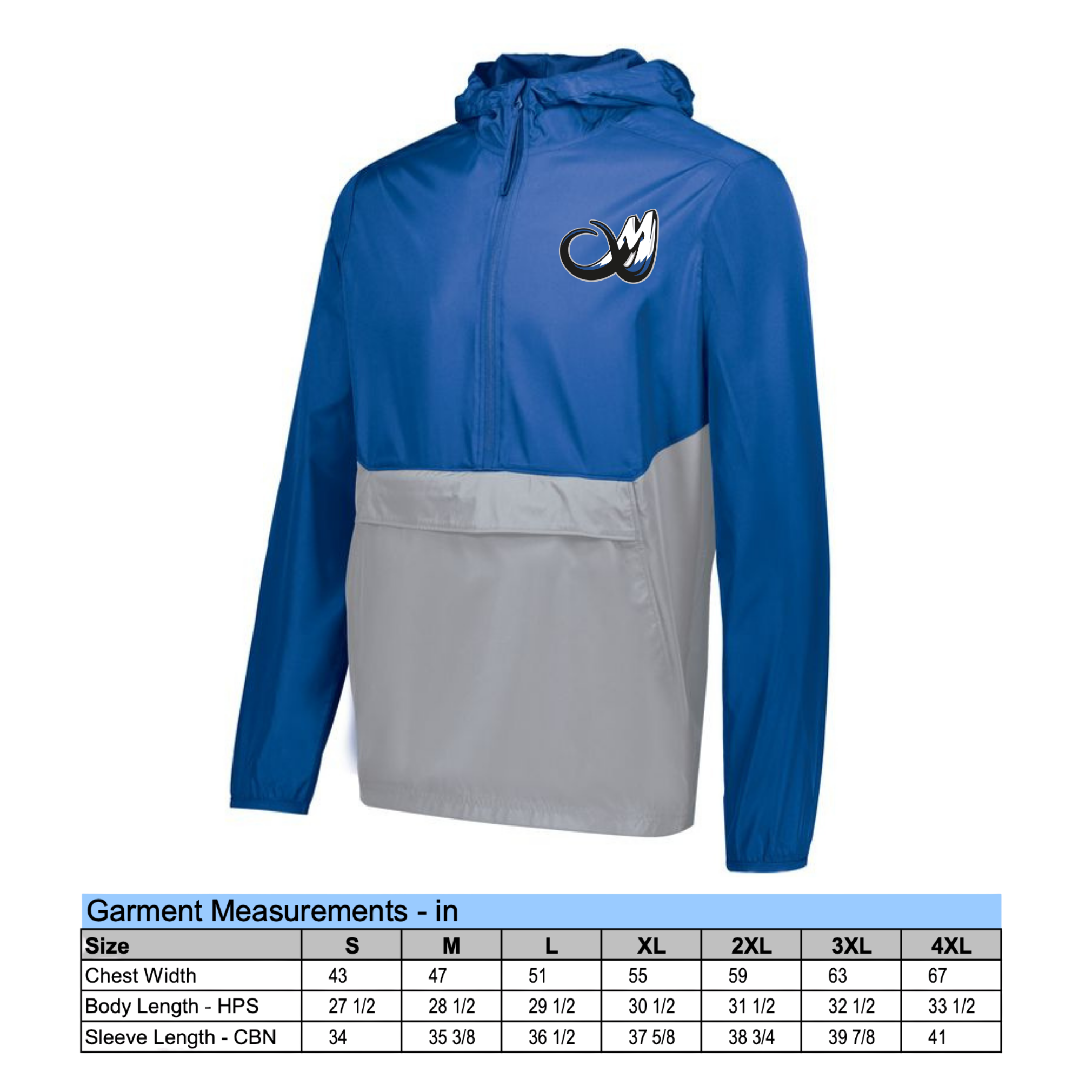 ADULT Windbreaker with Mammoths Logo