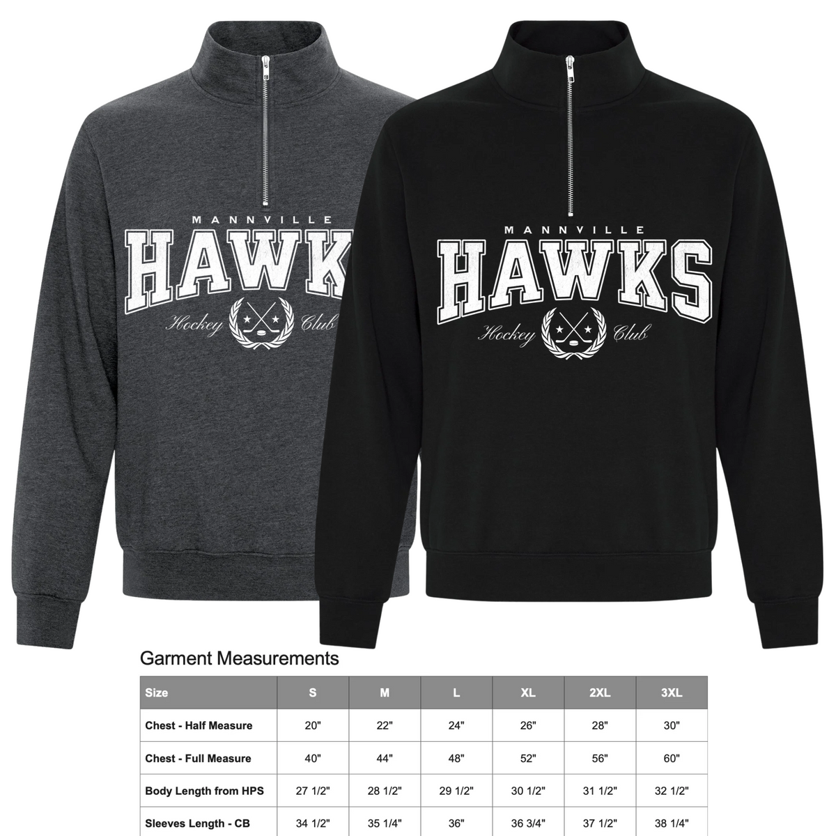 Adult Unisex 1/4 Zip- Hawks Varsity