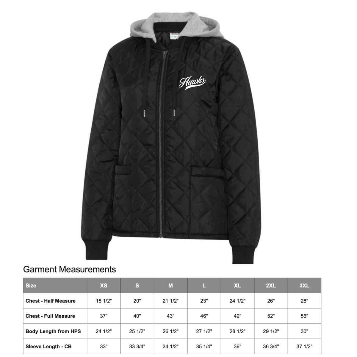 Ladies Hawks Quilted Jacket with Hood