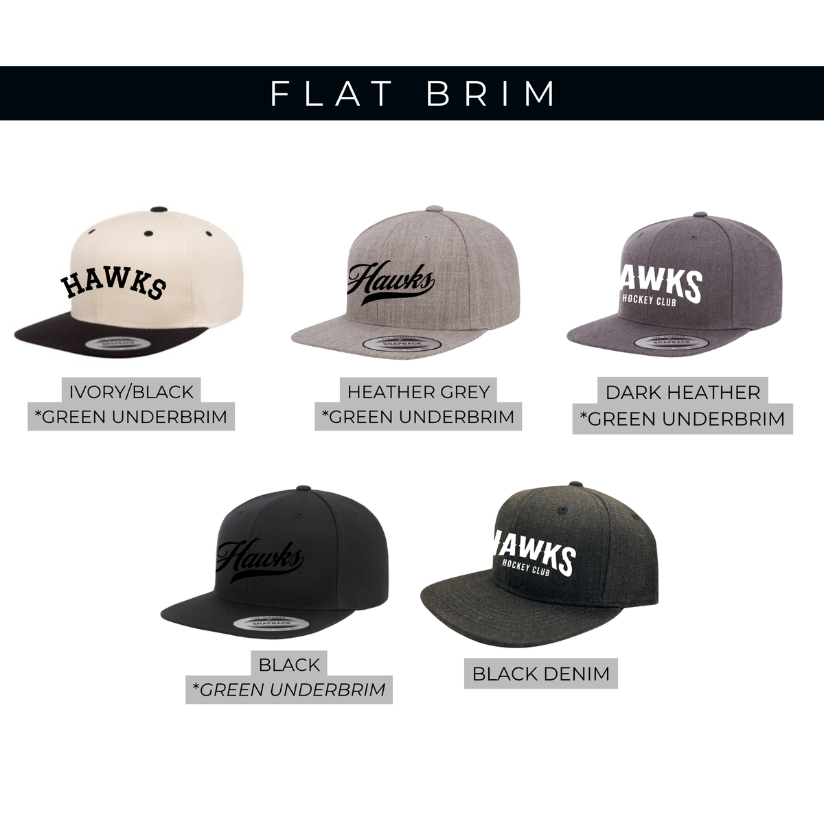 HAWKS Adult Flat Brim Snapback