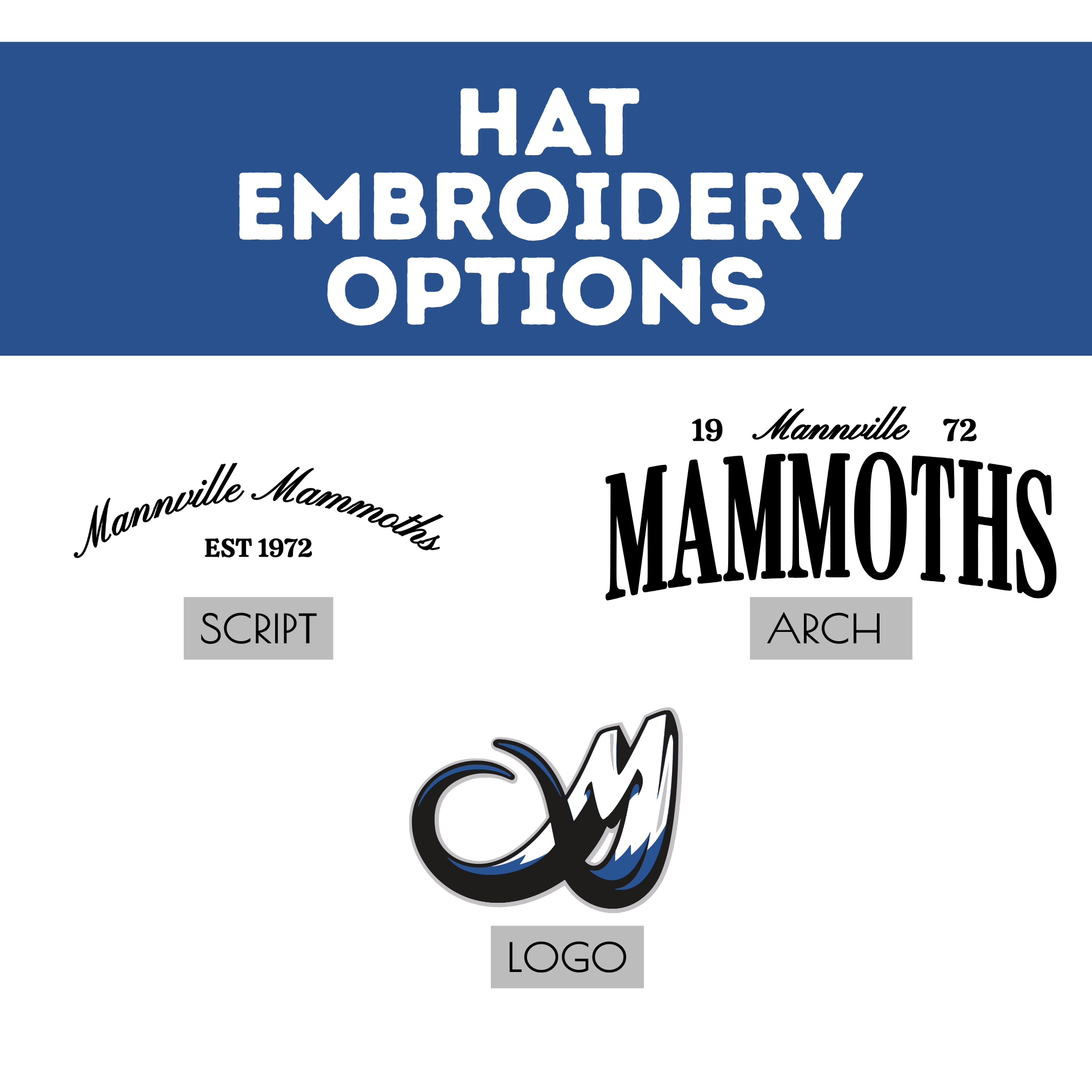 MAMMOTHS Adult Curved Brim Snapback- 3 Embroidery Designs!