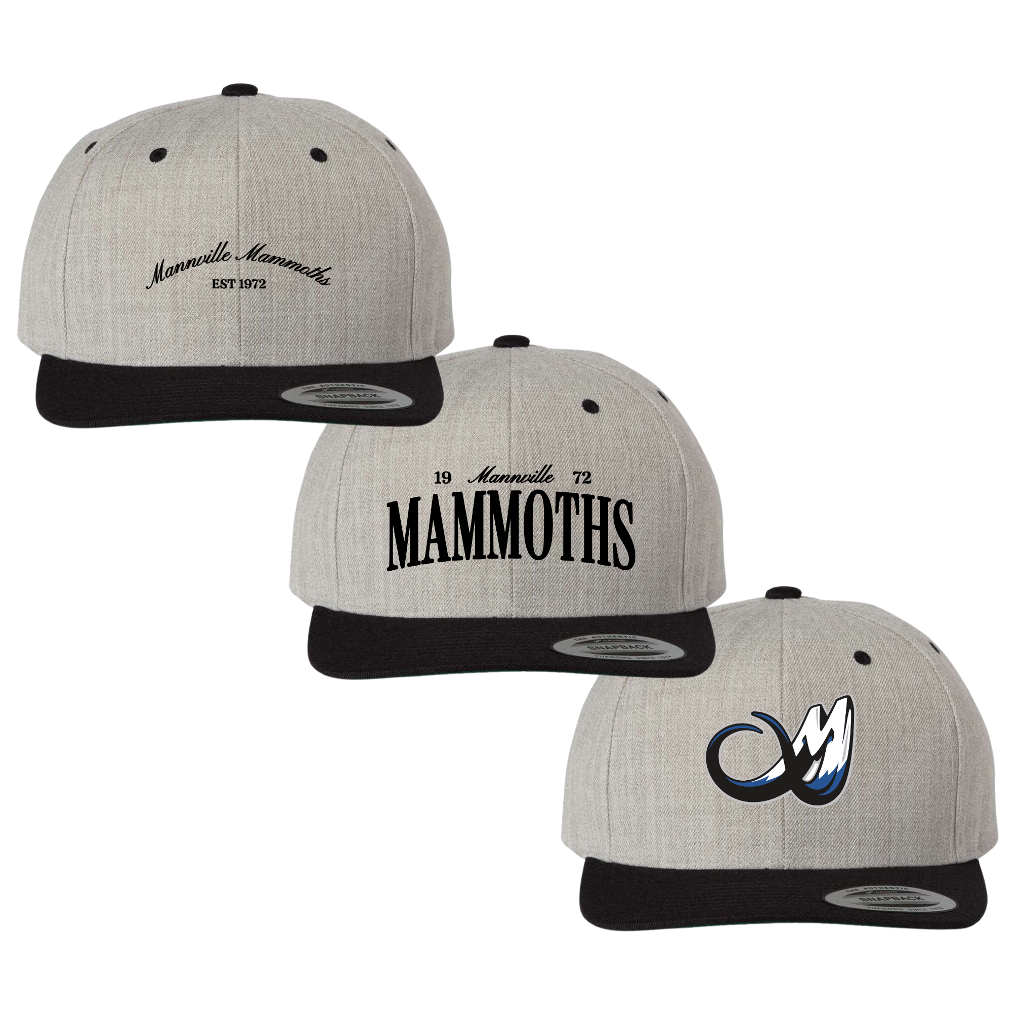 MAMMOTHS Adult Flat Brim Snapback- 3 Embroidery Designs!