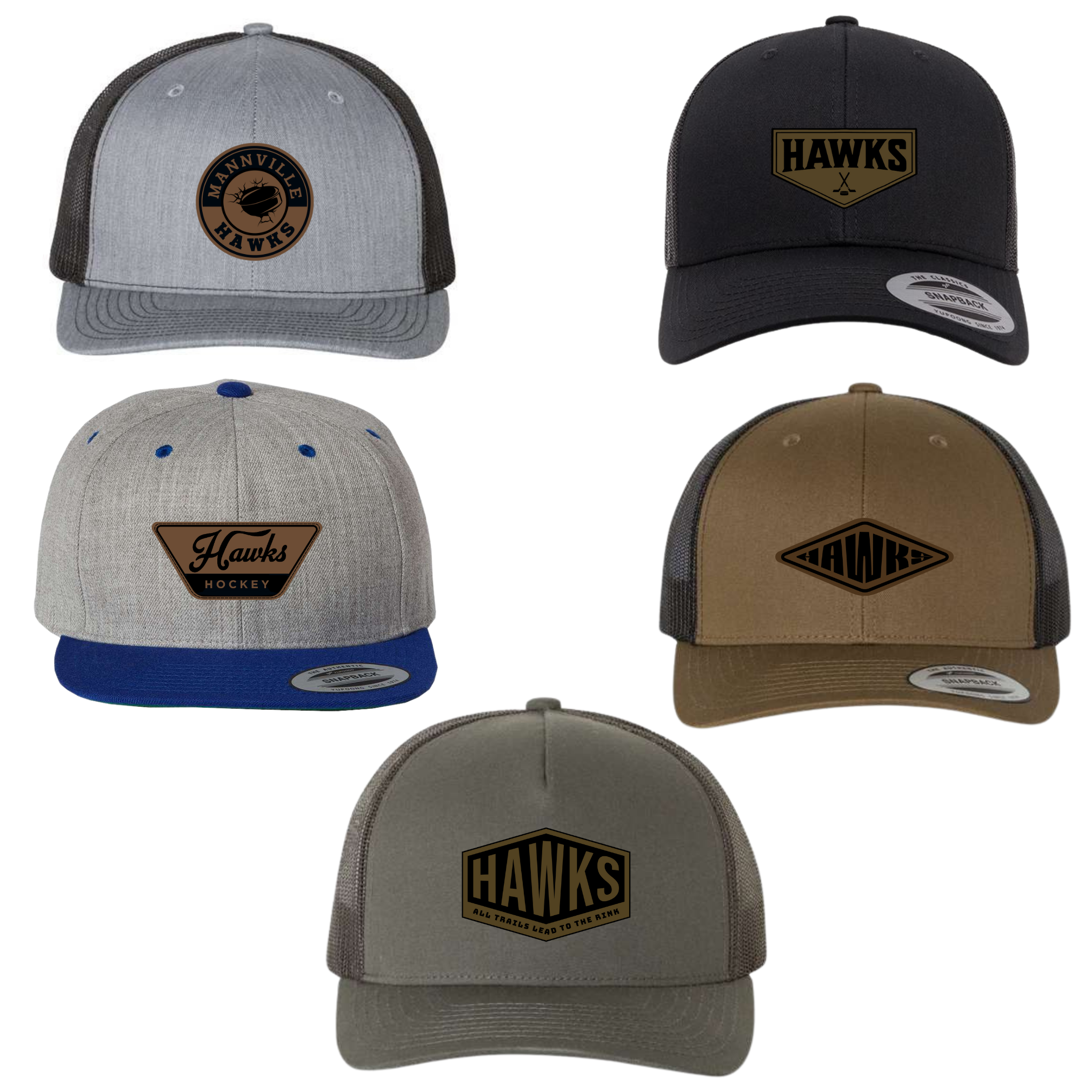 HAWKS Adult Flat Brim Snapback- 6 designs!